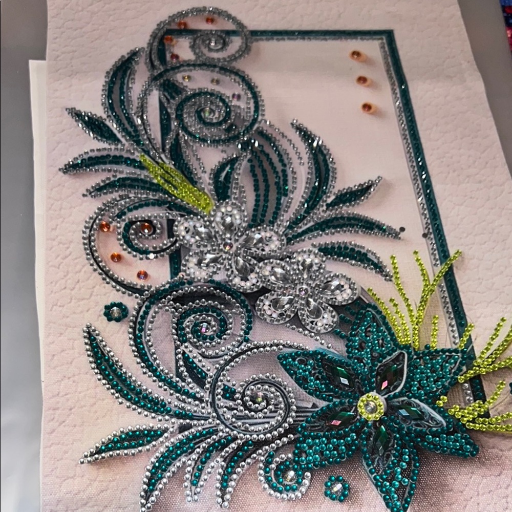 Finished Elegant Beaded Floral Diamond painting Embellishment